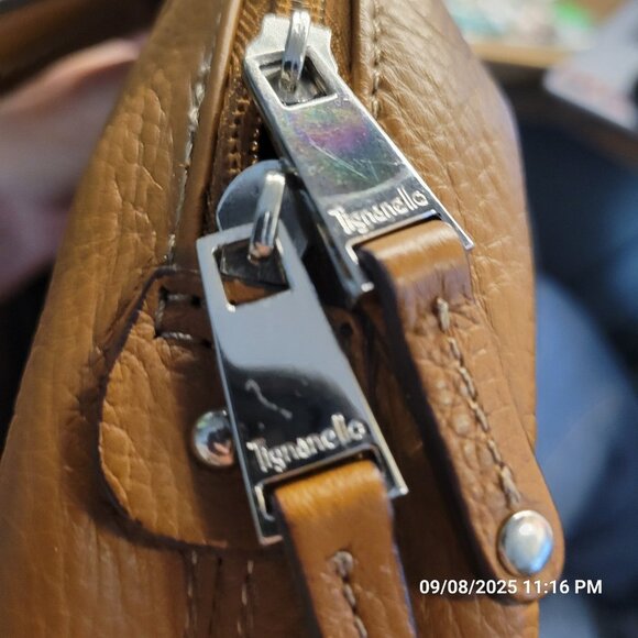 Tignanello Women's Pebbled Leather Tan Double Handle Shoulder Bag - Picture 3 of 9